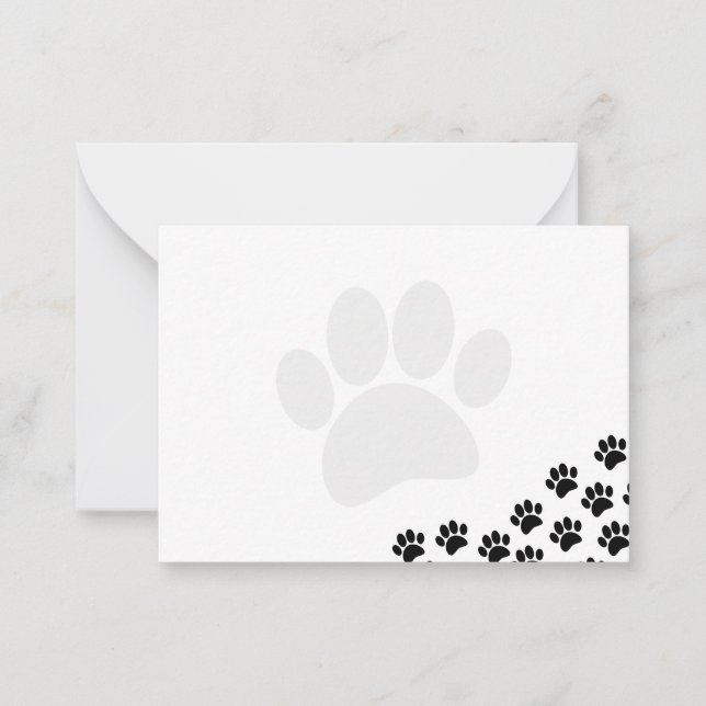 Tarjeta Pequeña Black Puppy Paw Prints Canine (Anverso)