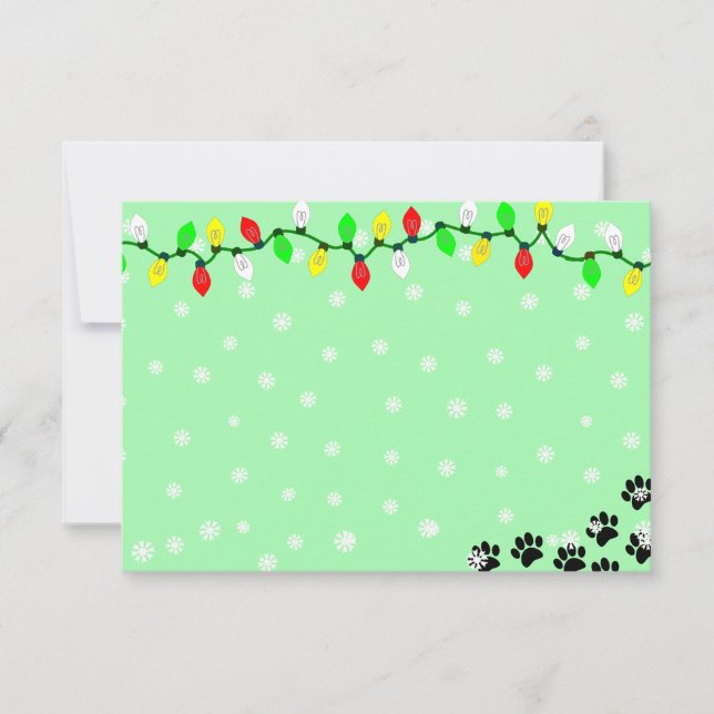 Tarjeta Pequeña Black Puppy Paw Prints Custom Christmas (Anverso)