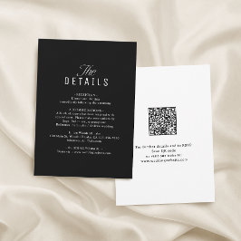 Tarjeta Pequeña Black QR Code Classy Wedding Details