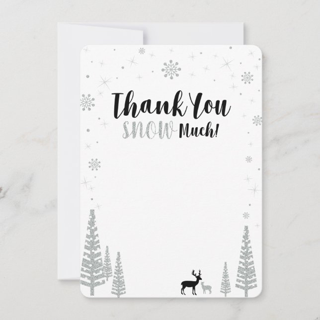 Tarjeta Pequeña Black & Silver Boy Winderland Gracias (Anverso)