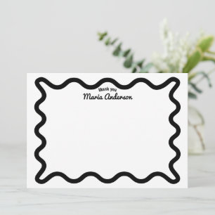Tarjeta Pequeña Black Wavy Border Personalizado Gracias