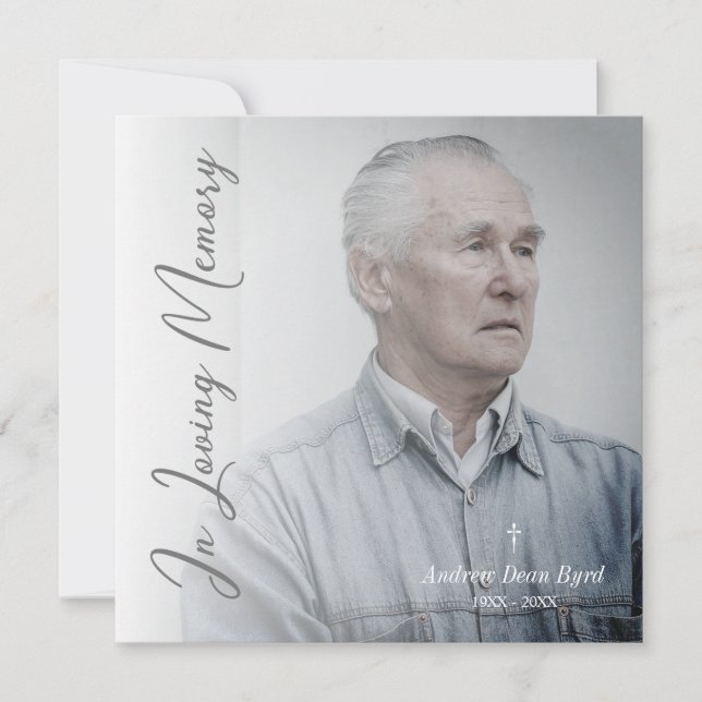 Tarjeta Pequeña Black & White Funeral Service Dear Ones Photo (Anverso)