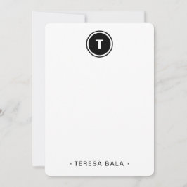 Tarjeta Pequeña Black White | Minimal Modern Round Monogram