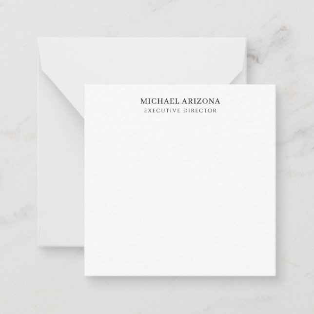 Tarjeta Pequeña Black & White Minimalist Simple Chic Modern Plain (Anverso)