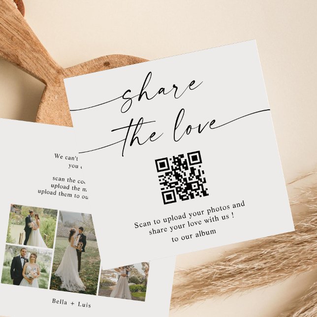 Tarjeta Pequeña BLAIRE Modern Share the Love QR Code Table Cards (Subido por el creador)