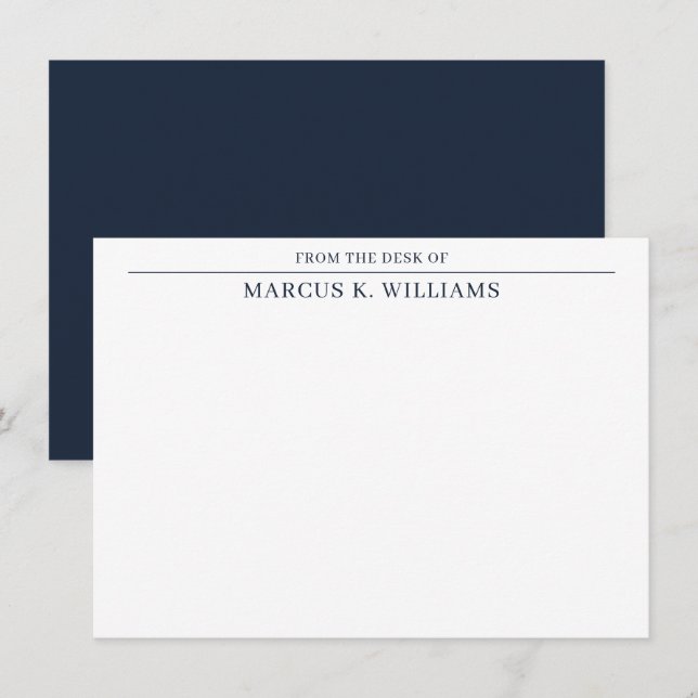 Tarjeta Pequeña Blanco azul de la marina masculina moderna (Anverso / Reverso)
