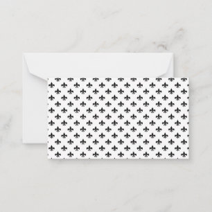 Tarjeta Pequeña Blanco Negro Fleur De Lis Delicado Mardi Gras