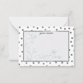 Tarjeta Pequeña blanco plateado con estilo monogramado