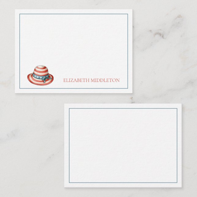 Tarjeta Pequeña Blanco Rojo y Azul 4 de Julio Sunhat (Anverso / Reverso)