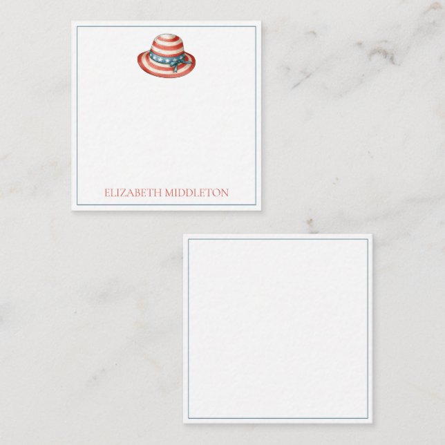 Tarjeta Pequeña Blanco Rojo y Azul 4 de Julio Sunhat (Anverso / Reverso)