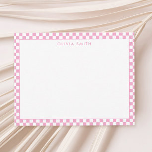 Tarjeta Pequeña Blanco rosado moderno a cuadros