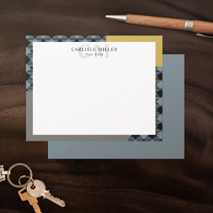 Tarjeta Pequeña Bloque de color gris amarillo Placa Monograma Ciud