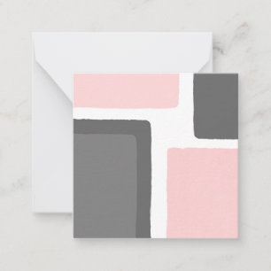 Tarjeta Pequeña Bloque de color Minimalista de Rubor y gris