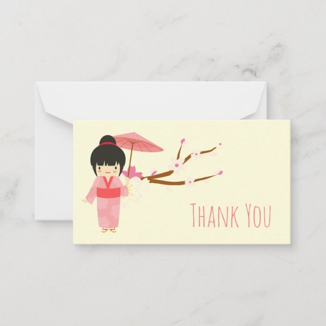 Tarjeta Pequeña Blossom de cerezo rosa japonés suave Geisha (Anverso)