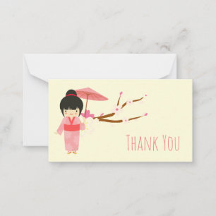 Tarjeta Pequeña Blossom de cerezo rosa japonés suave Geisha