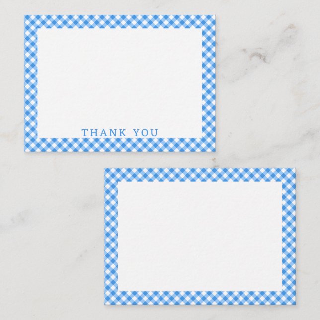 Tarjeta Pequeña Blue And White Gingham Buffalo Plaid Gracias (Anverso / Reverso)