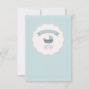 Tarjeta Pequeña Blue Baby Carriles Gracias Notecard