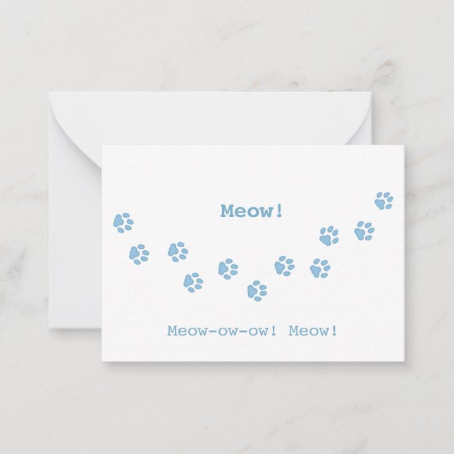 Tarjeta Pequeña Blue Cat Paw imprime el Personalizable de Lover an (Anverso)