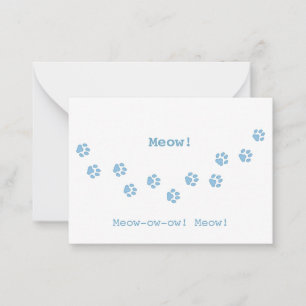 Tarjeta Pequeña Blue Cat Paw imprime el Personalizable de Lover an