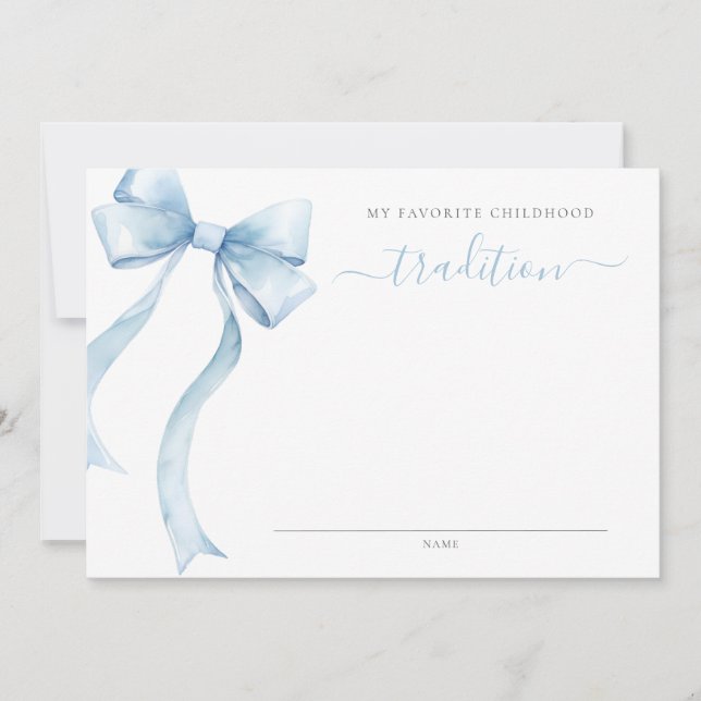 Tarjeta Pequeña Blue Coquette Bow Baby Shower Tradition (Anverso)