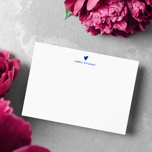 Tarjeta Pequeña Blue Doodle Heart Formal Classic Family