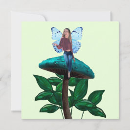 Tarjeta Pequeña Blue Fairy on Toadstool Note Card