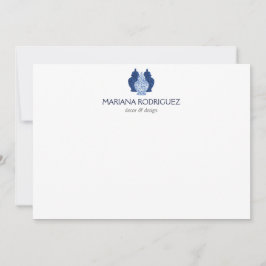 Tarjeta Pequeña Blue Ginger Jars Pottery Elegant Flat Notecard