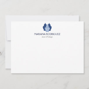 Tarjeta Pequeña Blue Ginger Jars Pottery Elegant Flat Notecard