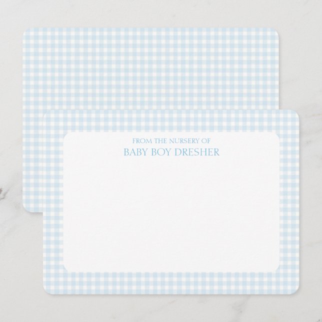 Tarjeta Pequeña Blue Gingham Personalizado (Anverso / Reverso)