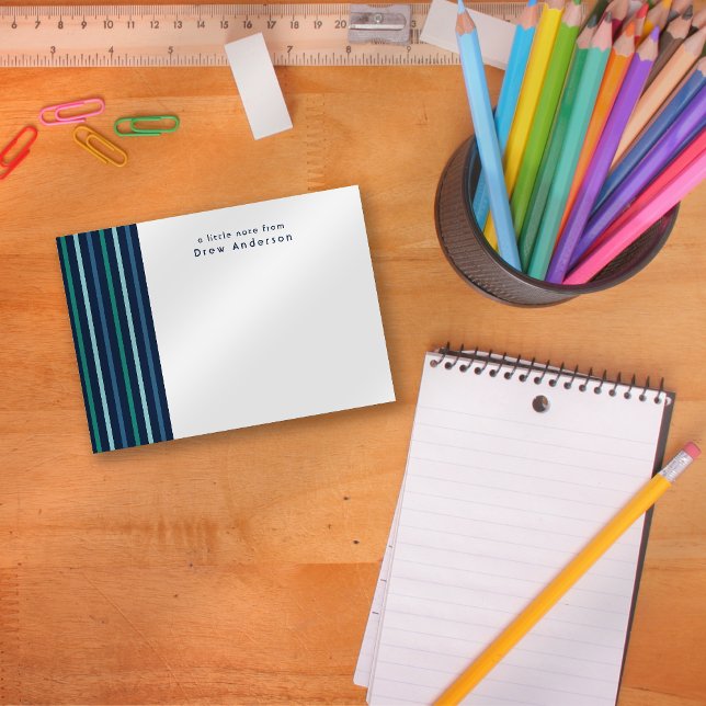 Tarjeta Pequeña Blue Green Stripe Personalized Children's (Subido por el creador)