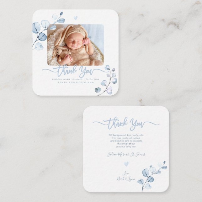 Tarjeta Pequeña Blue Gum Eucalyptus Butterfly Shower (Anverso / Reverso)