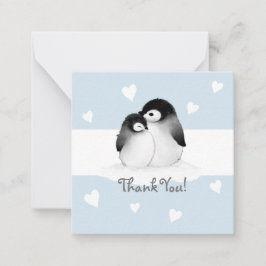 Tarjeta Pequeña Blue Heart Penguin Gracias Notecards