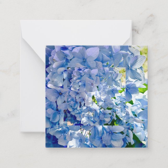 Tarjeta Pequeña Blue Hydrangea Custom Name (Anverso)