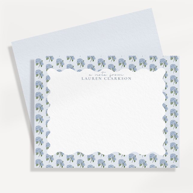 Tarjeta Pequeña Blue Hydrangea Floral Wavy Border Note Card (Subido por el creador)