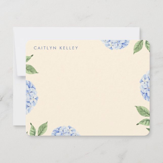 Tarjeta Pequeña Blue Hydrangea Flores Personalizado amarillo Flat (Anverso)