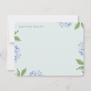 Tarjeta Pequeña Blue Hydrangea Flores Personalizado verde claro