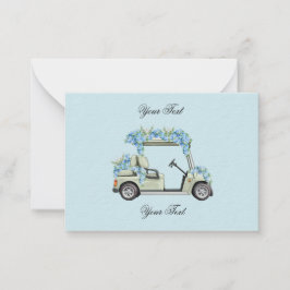 Tarjeta Pequeña Blue Hydrangea Golf Cart Floral Wedding Enclosure 