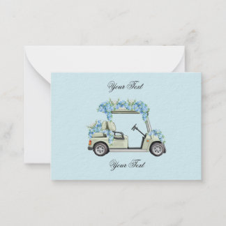 Tarjeta Pequeña Blue Hydrangea Golf Cart Floral Wedding Enclosure 