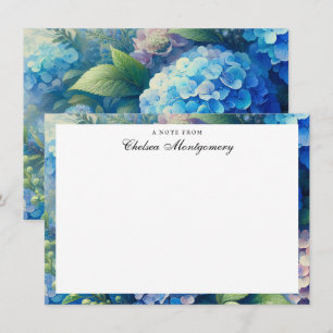 Tarjeta Pequeña Blue Hydrangea Nombre personalizado
