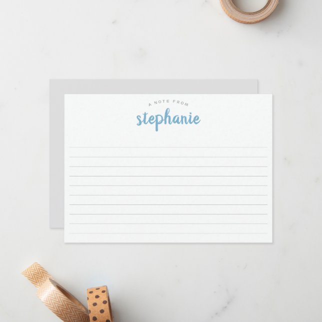 Tarjeta Pequeña Blue Lake Playful Script, Lined Large Flat (Anverso/Reverso In Situ)
