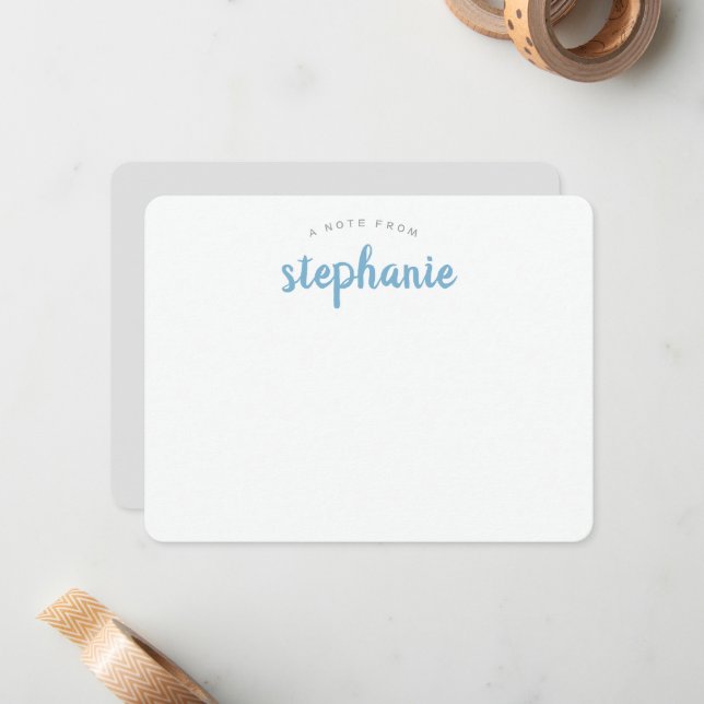 Tarjeta Pequeña Blue Lake Playful Script Personalizado Plano (Anverso/Reverso In Situ)