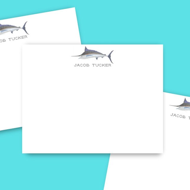 Tarjeta Pequeña Blue Marlin Fish Deep Sea Fisherman Nombre persona (Subido por el creador)