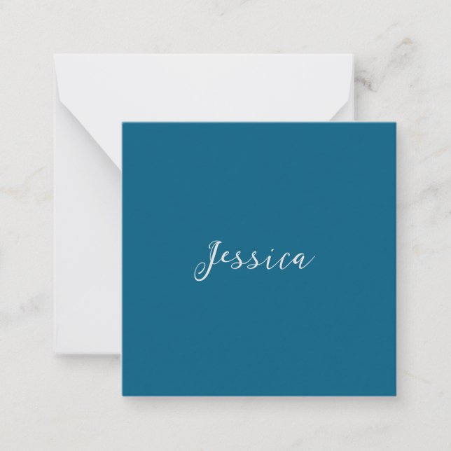 Tarjeta Pequeña Blue Modern Elegant Plain Simple Professional Name (Anverso)