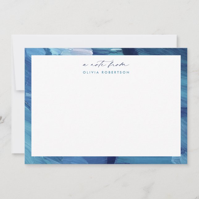 Tarjeta Pequeña Blue Painted Abstract Art Stationery Note card (Anverso)