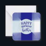 Tarjeta Pequeña Blue Plaid Happy Birthday Brother Note Card Card (<br><div class="desc">Blue Plaid Happy Birthday Brother Note Card Card (Tarjeta de nota del hermano de cumpleaños feliz de Blue Plaid):</div>