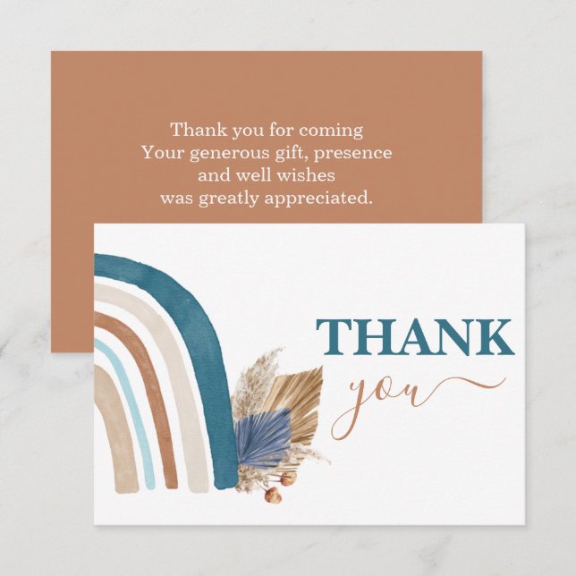 Tarjeta Pequeña Blue Rainbow gracias (Anverso / Reverso)
