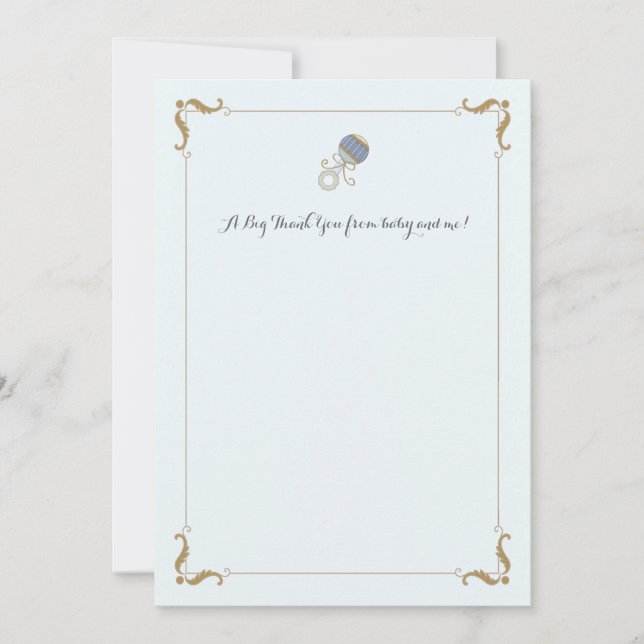 Tarjeta Pequeña Blue Rattle Gracias Notecard (Anverso)