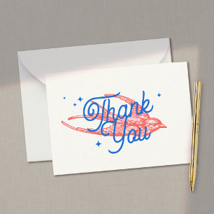 Tarjeta Pequeña Blue Retro Script Vintage Trague Que Usted