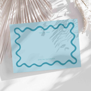 Tarjeta Pequeña Blue Squiggy Wavy Line Gracias