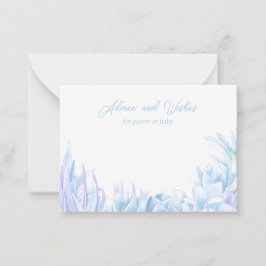 Tarjeta Pequeña Blue Succulent Baby Shower Advice Botanical